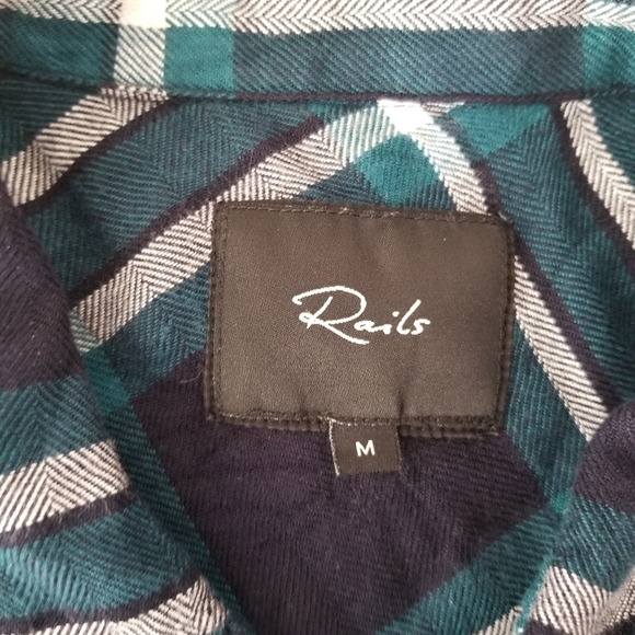 Rails Hunter Plaid Button Front Shirt Size M Mediterranean Navy - Picture 7 of 12